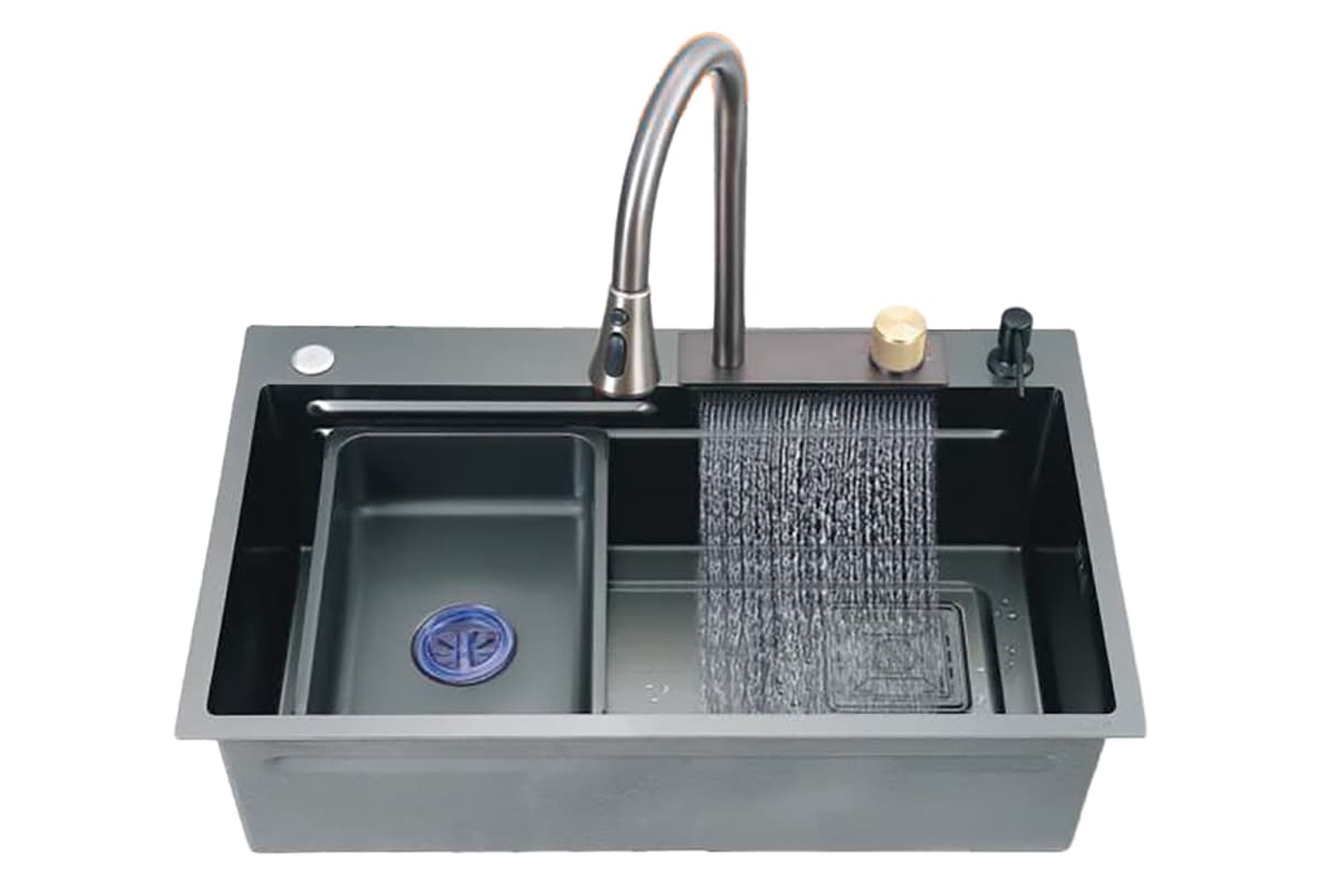 Kit de tarja Charlotte 75 x 46 x 23 cm, acabado negro mate
