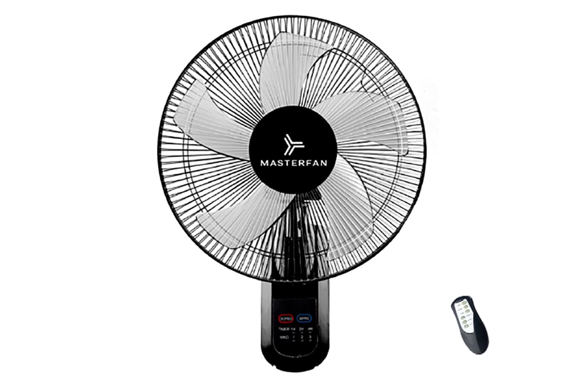 Ventilador a muro 18` de 5 aspas, terminado negro