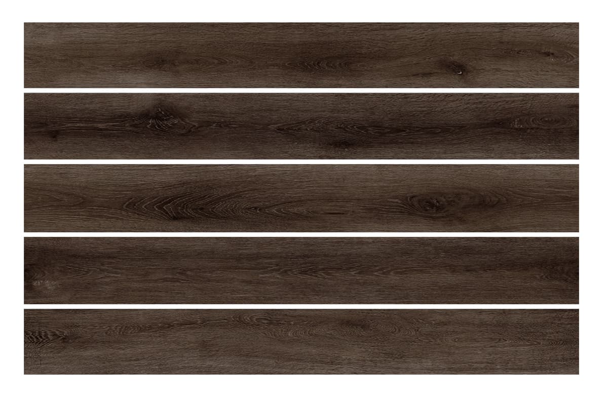 Piso Vinílico SPC Madera Querc café mate 18 x 122 cm, caja con  1.77 cm 