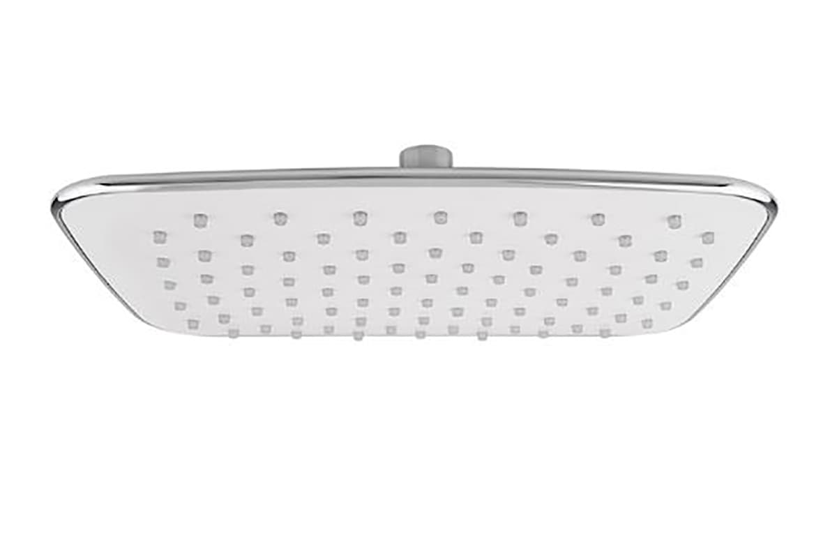 Regadera de plato rectangular sin brazo 2265, acabado cromo y blanco