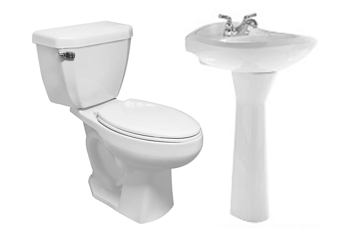 Paquete de baño Handicapped con inodoro y lavabo color blanco
