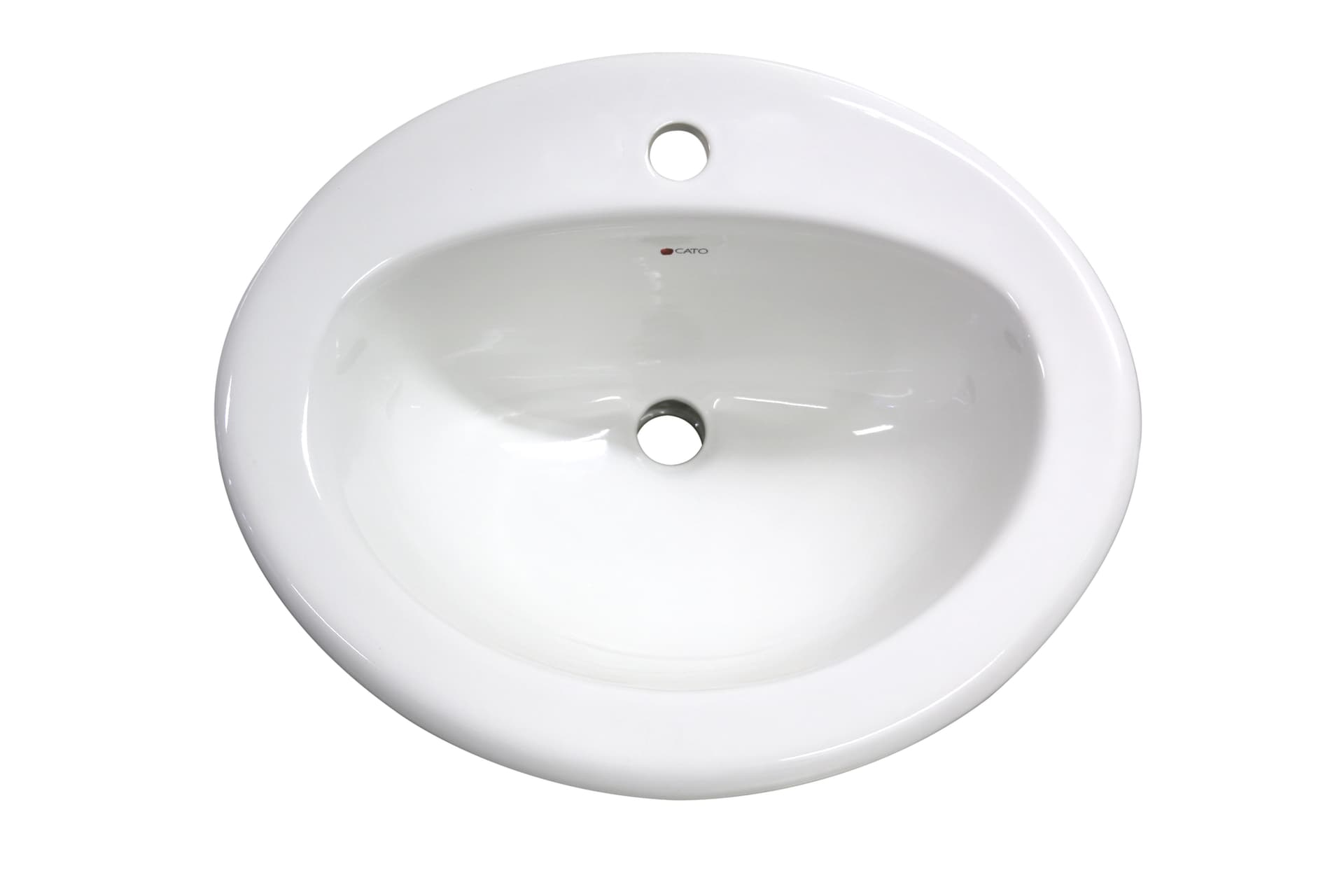 Lavabo de empotrar ovalado para monomando, color blanco