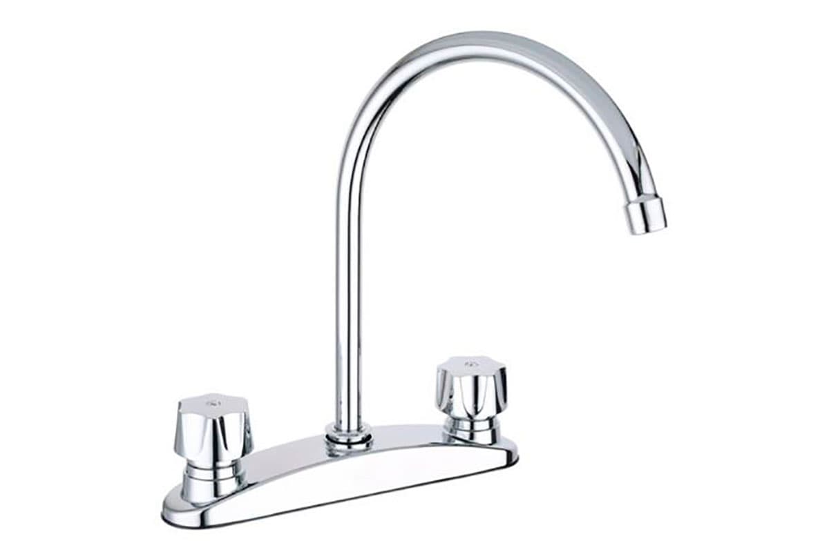 Mezcladora para fregadero de 8` alto con manerales mod. 2210 acabado cromo