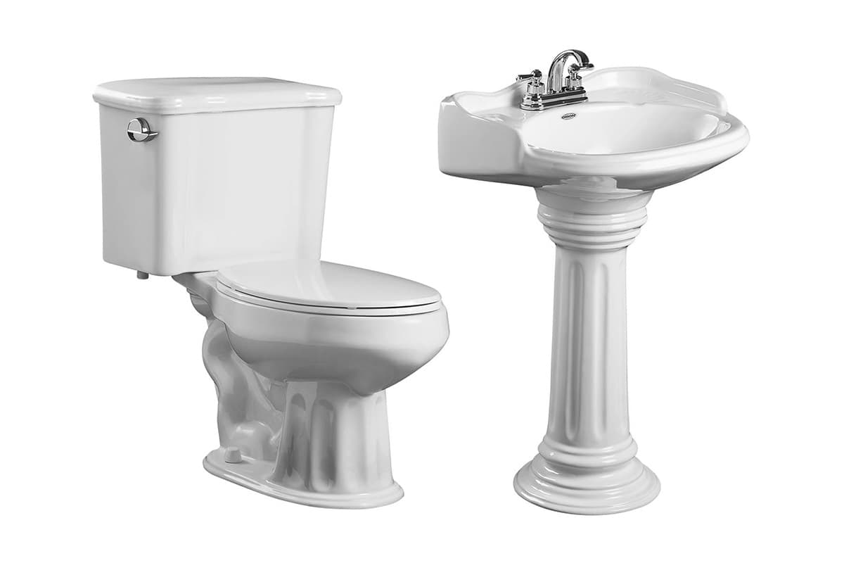 Paquete de inodoro alargado y lavabo Royalty color blanco
