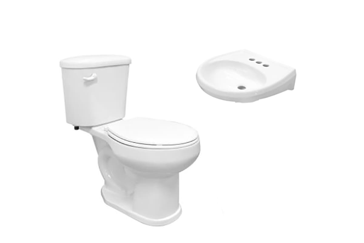 Paquete Tulipán con inodoro redondo y lavabo color blanco