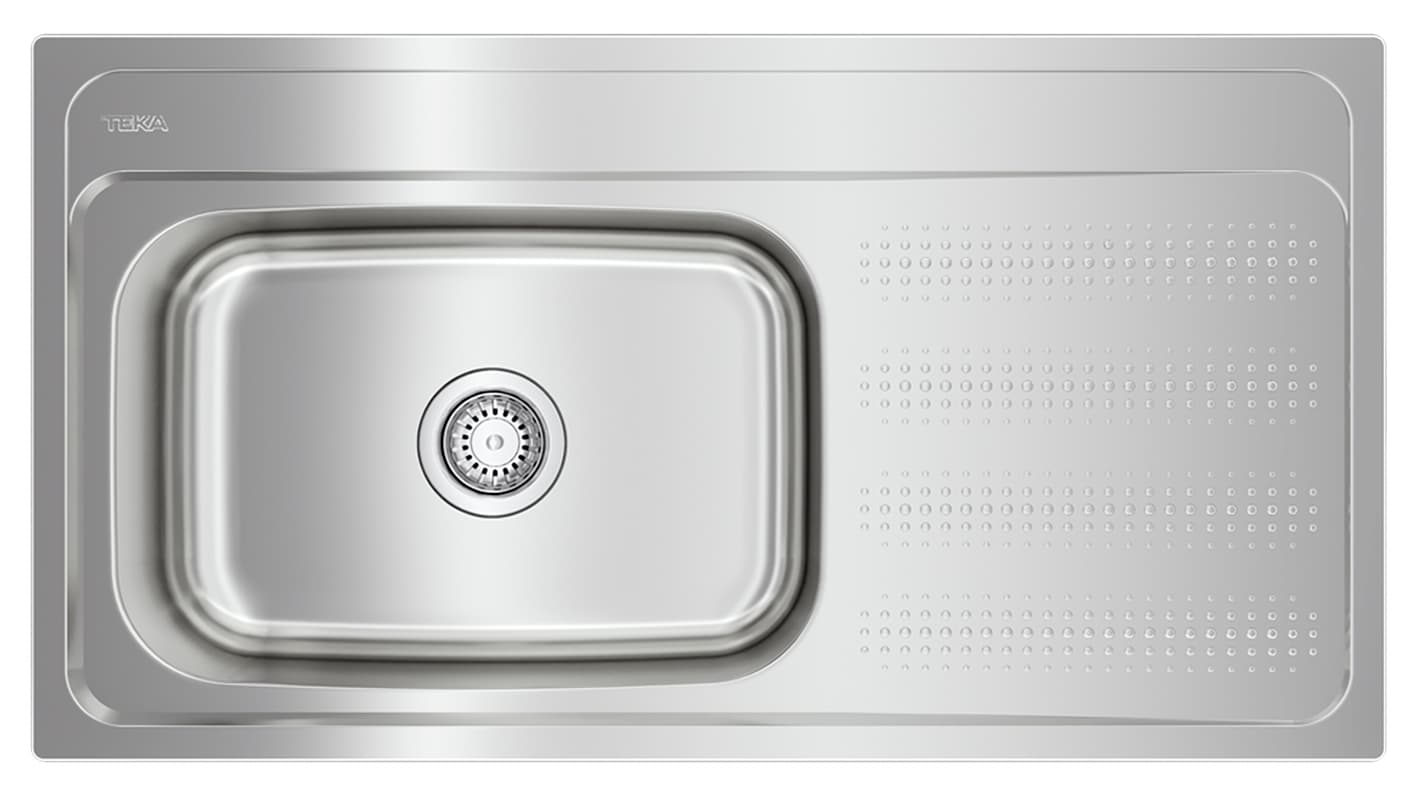 Tarja de acero inoxidable satinado lado derecho, 95 x 51 cm 3 taladros (para mezcladora)950T-XN