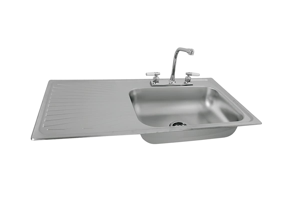 Tarja de empotrar lado izquierdo 101 x 54 cm de acero inoxidable