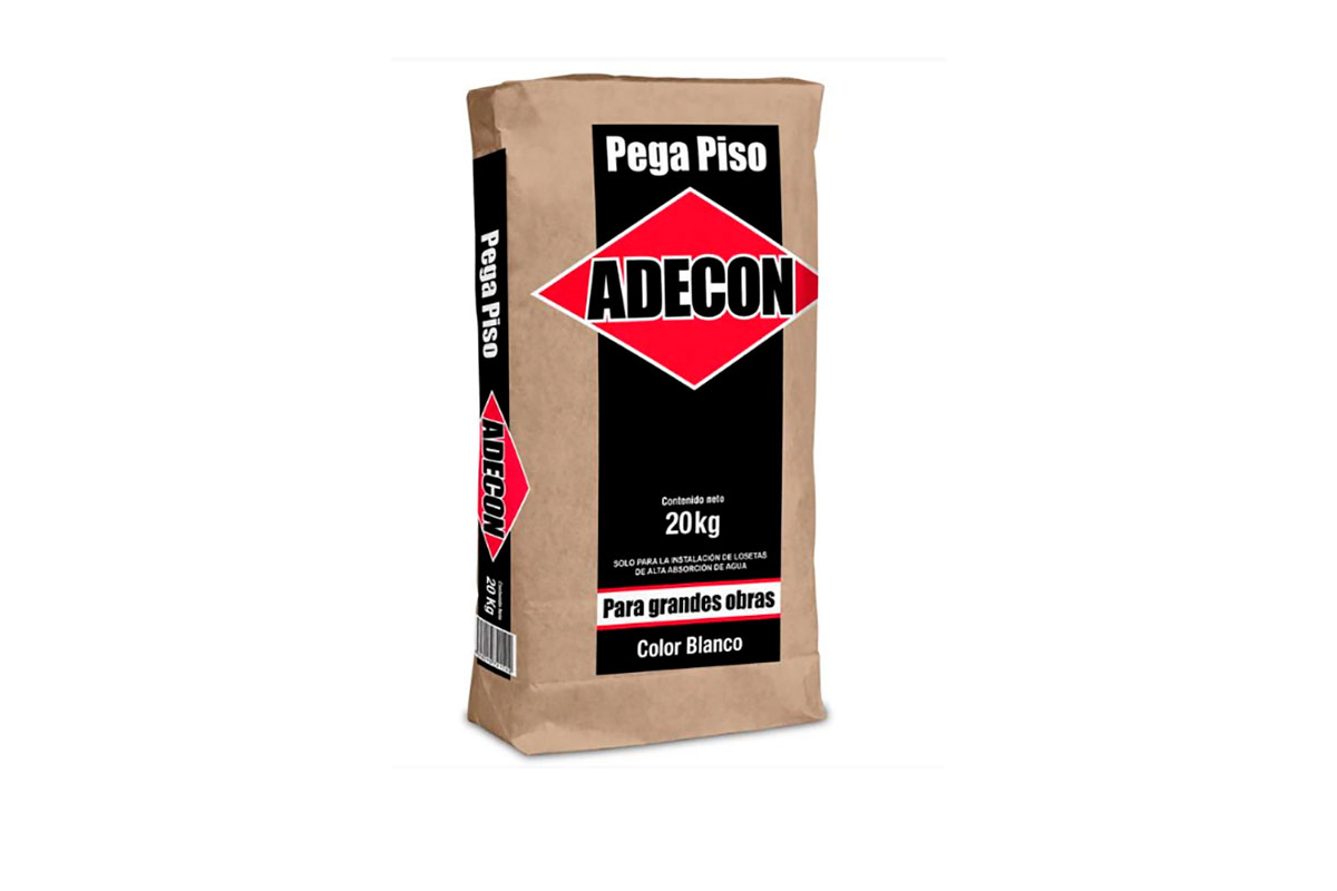 Pega piso grandes formatos gris 20 kg Adecon 