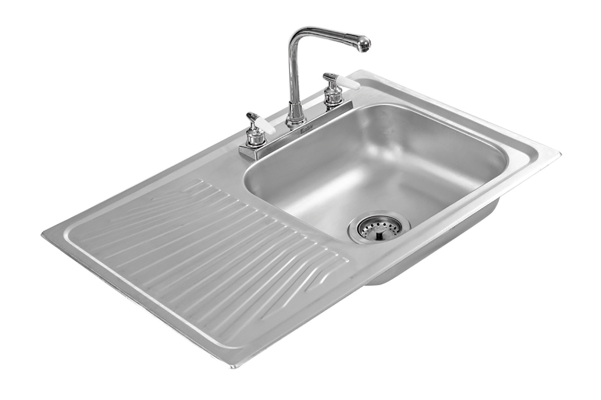 Tarja de empotrar lado izquierdo 80 x 52 cm de acero inoxidable 