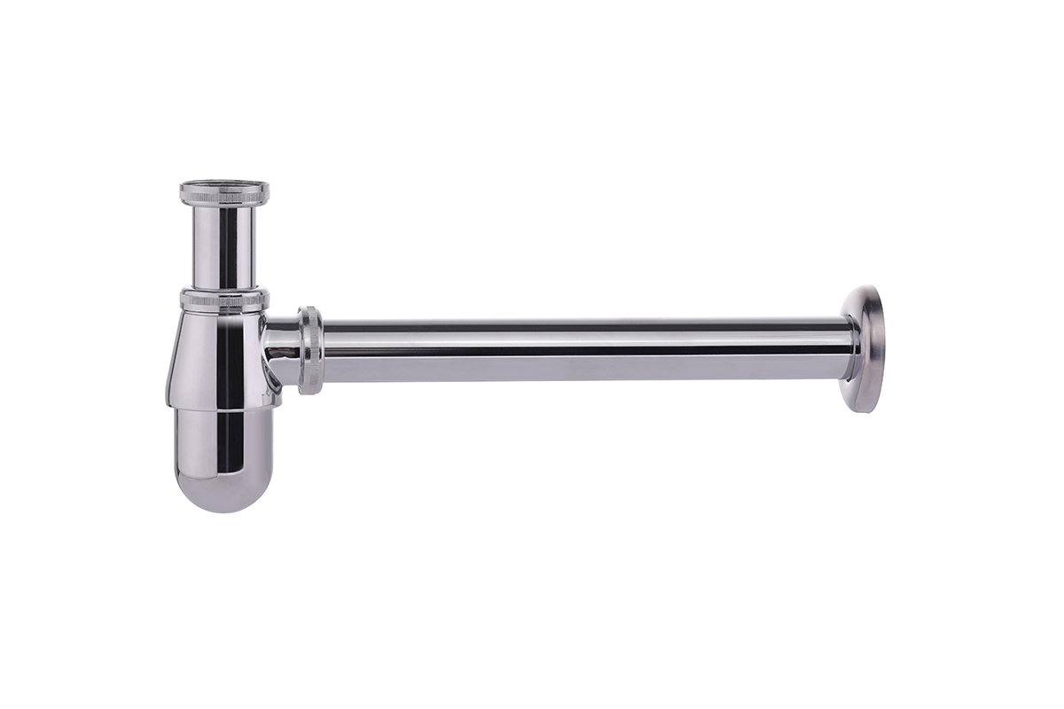 Cespol en bronce a la pared para lavabo