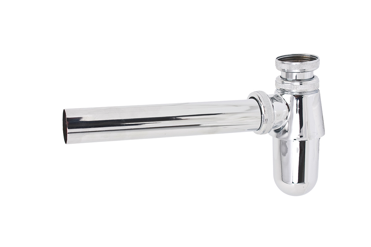 Cespol en bronce a la pared para lavabo
