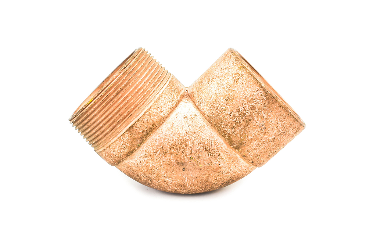Codo de cobre con exterior de fierro 38 mm (1 1/2