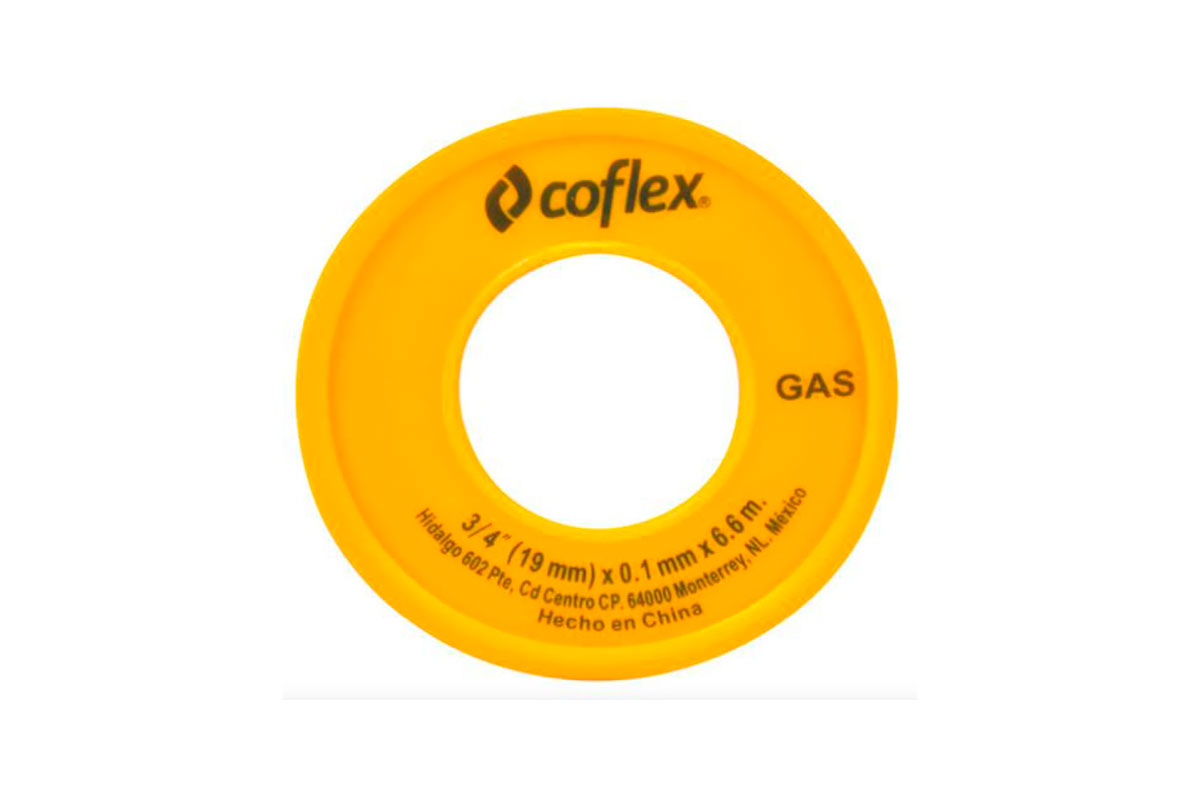 Cinta selladora tefln amarillo para gas 3/4 x 6 mts, Coflex WTG34-60