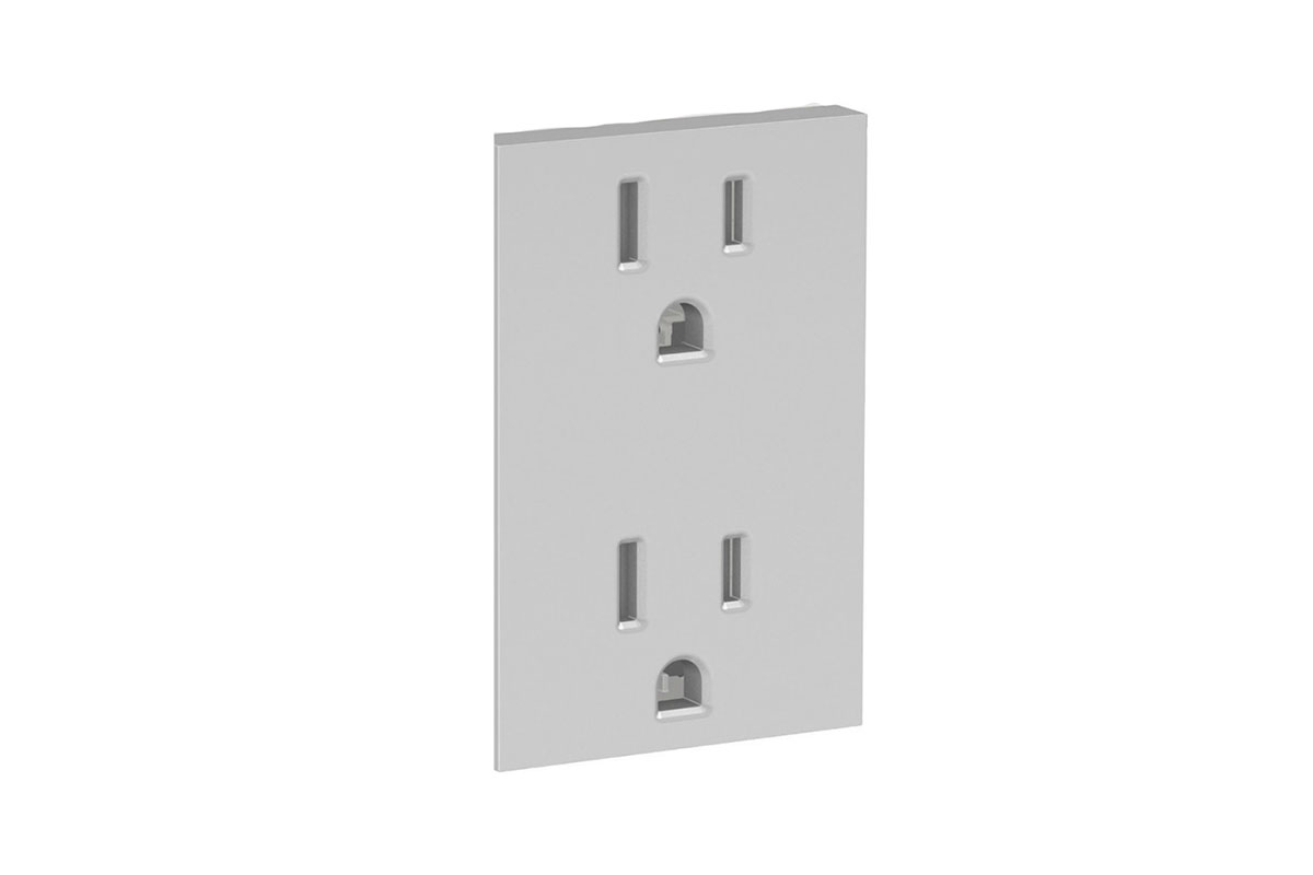 Contacto duplex 2 polos + 1 tierra E93310 ALPHA, color silver