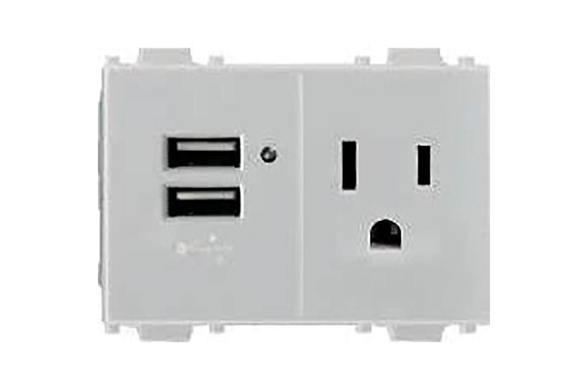 Contacto d�plex 2P+T USB E93317 color silver 