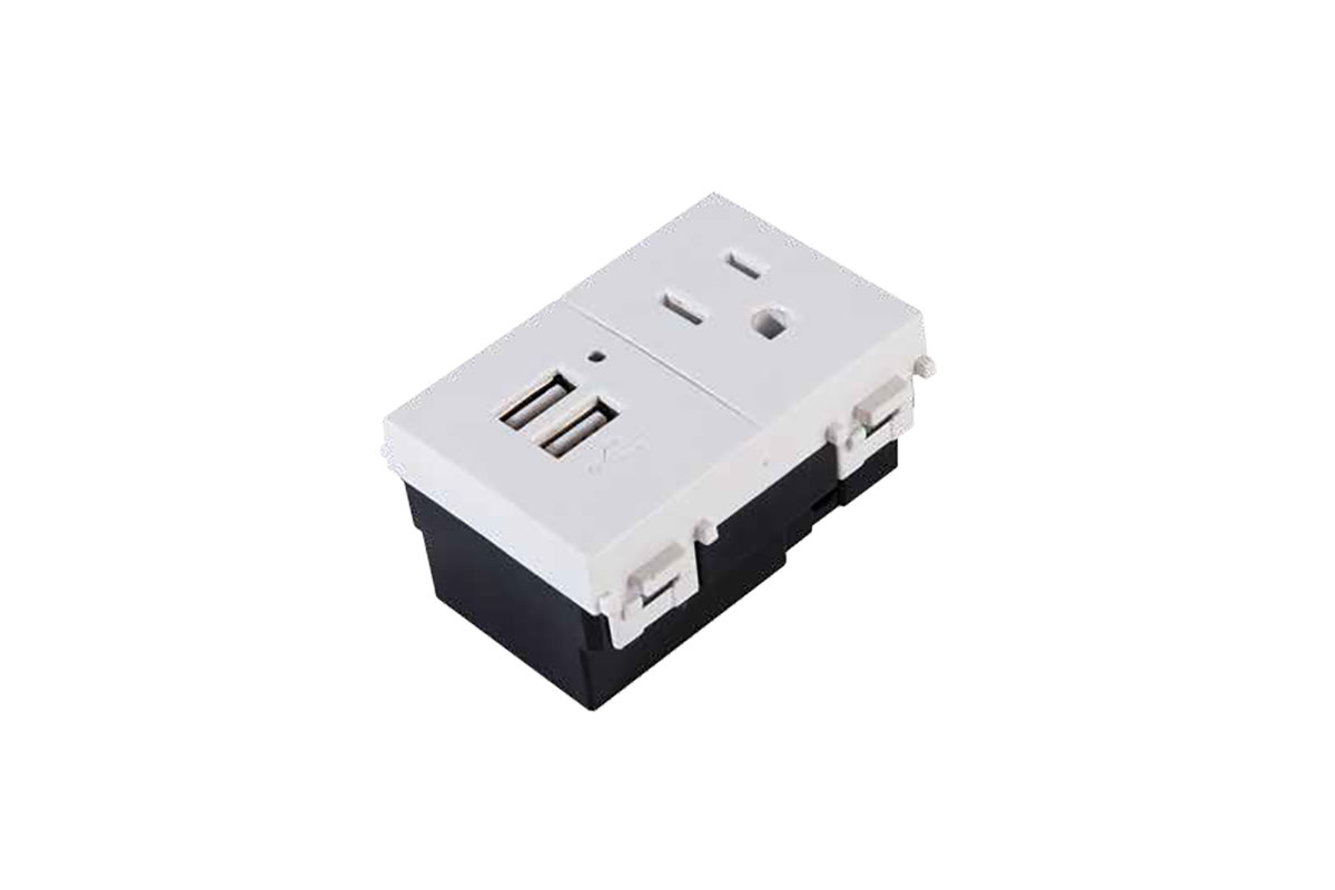 Contacto d�plex m�s 2 puertos USB E90317 color blanco 