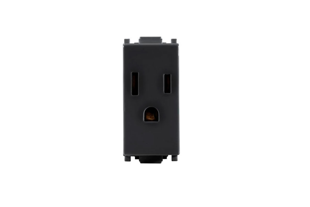 Contacto sencillo 2 polos + tierra E92110 ALPHA color negro