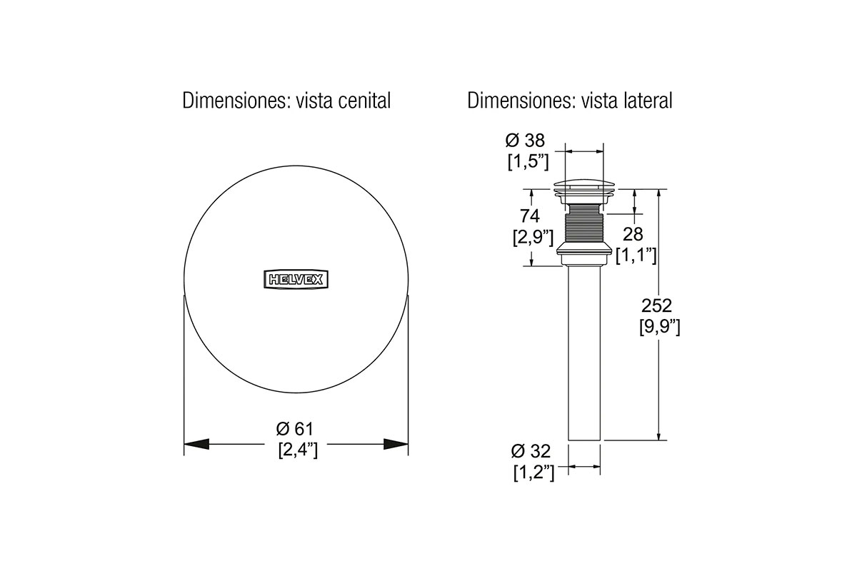 Limsa - Contra para desagüe con sistema push para lavabo TH-064 acabado  cromo