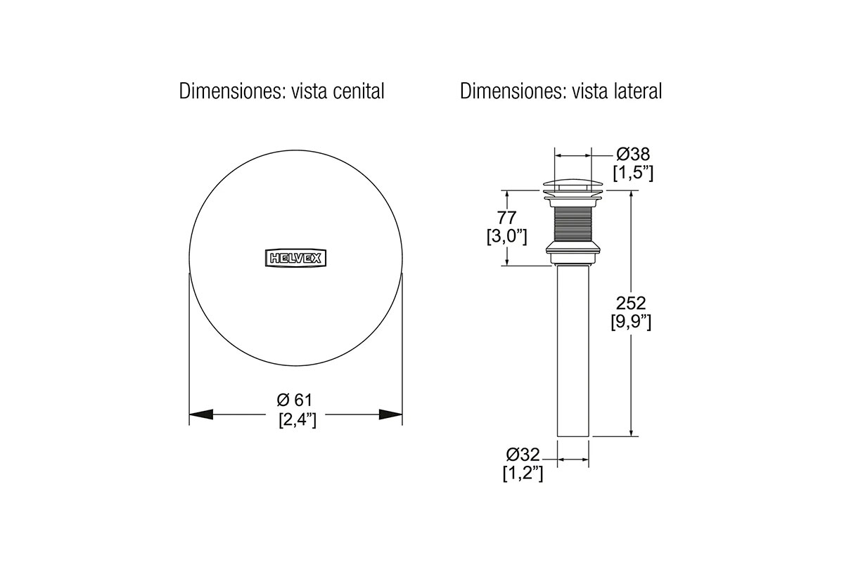 Limsa - Contra para desagüe con sistema push para lavabo TH-065 acabado  cromo