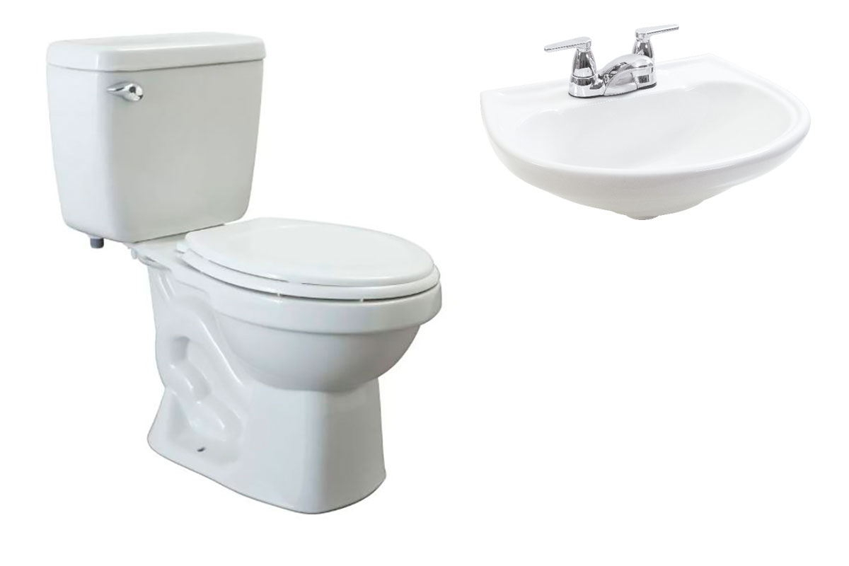 Paquete de inodoro redondo eco aquacer pro y lavabo civic color blanco