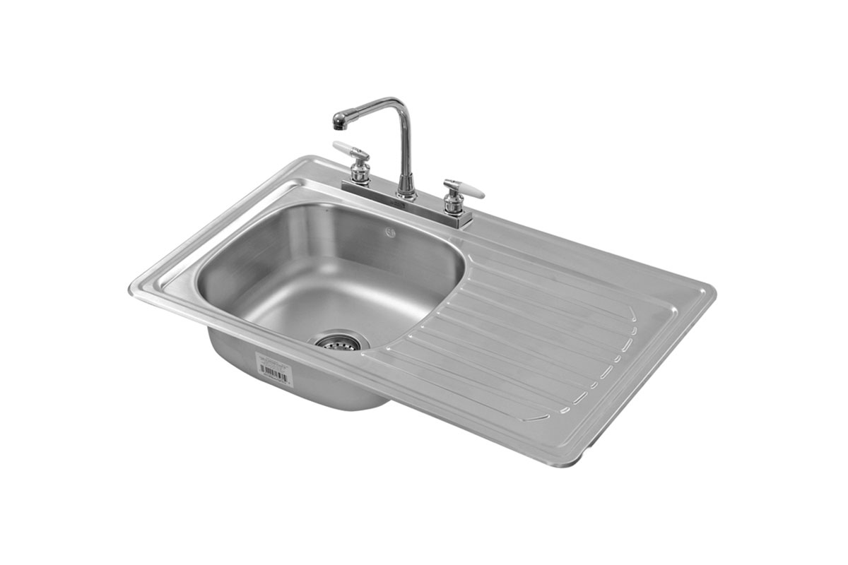 Tarja de empotrar con secador del lado derecho, 87 x 54 cm de acero inoxidable