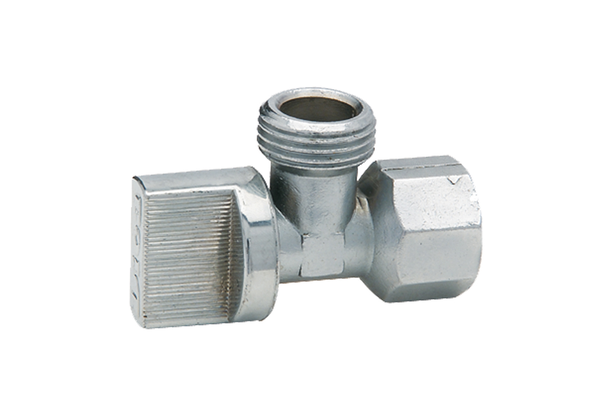 Llave de control angular de latn de 1/4 de vuelta acabado cromo