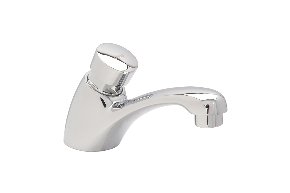Llave individual temporizadora para lavabo con filtro acabado cromo