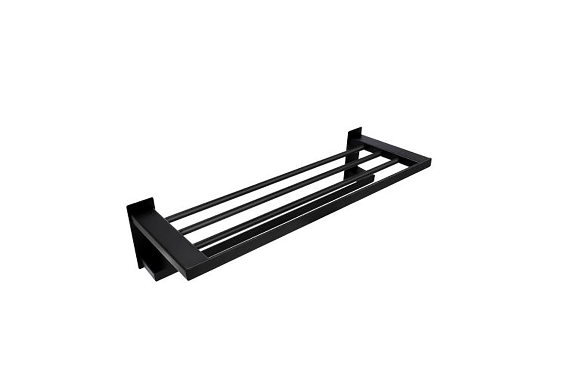 Repisa para toallas con barra doble Quadro 2 QU.10.2 acabado negro mate