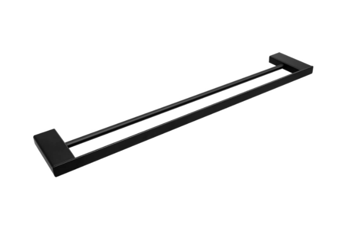 Toallero de barra largo doble QUADRO 2 QU.05.2 acabado negro mate 