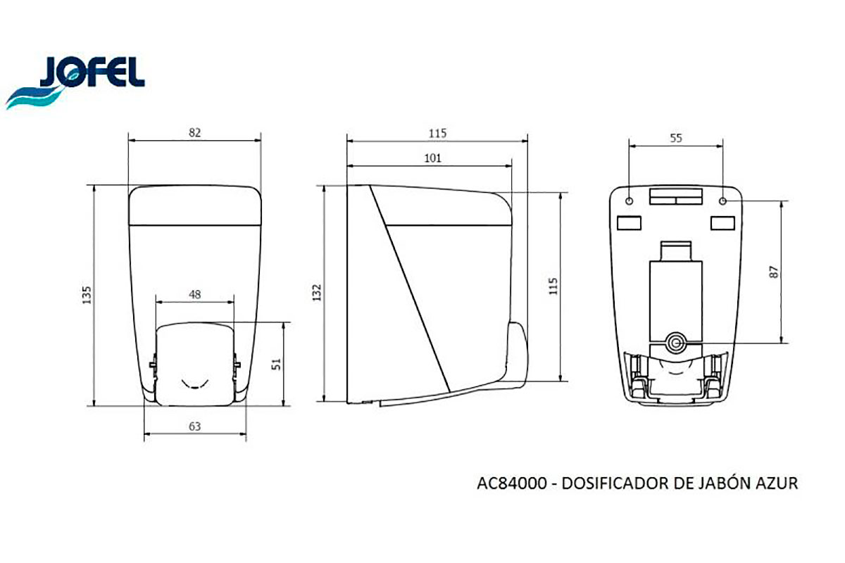 Dispensador de Jabón Azur Mini modelo AC84000 marca Jofel