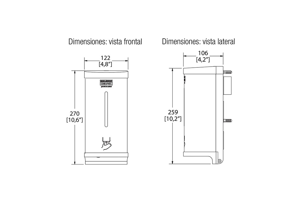 Dispensador jabón líquido automático pared acabado satinado