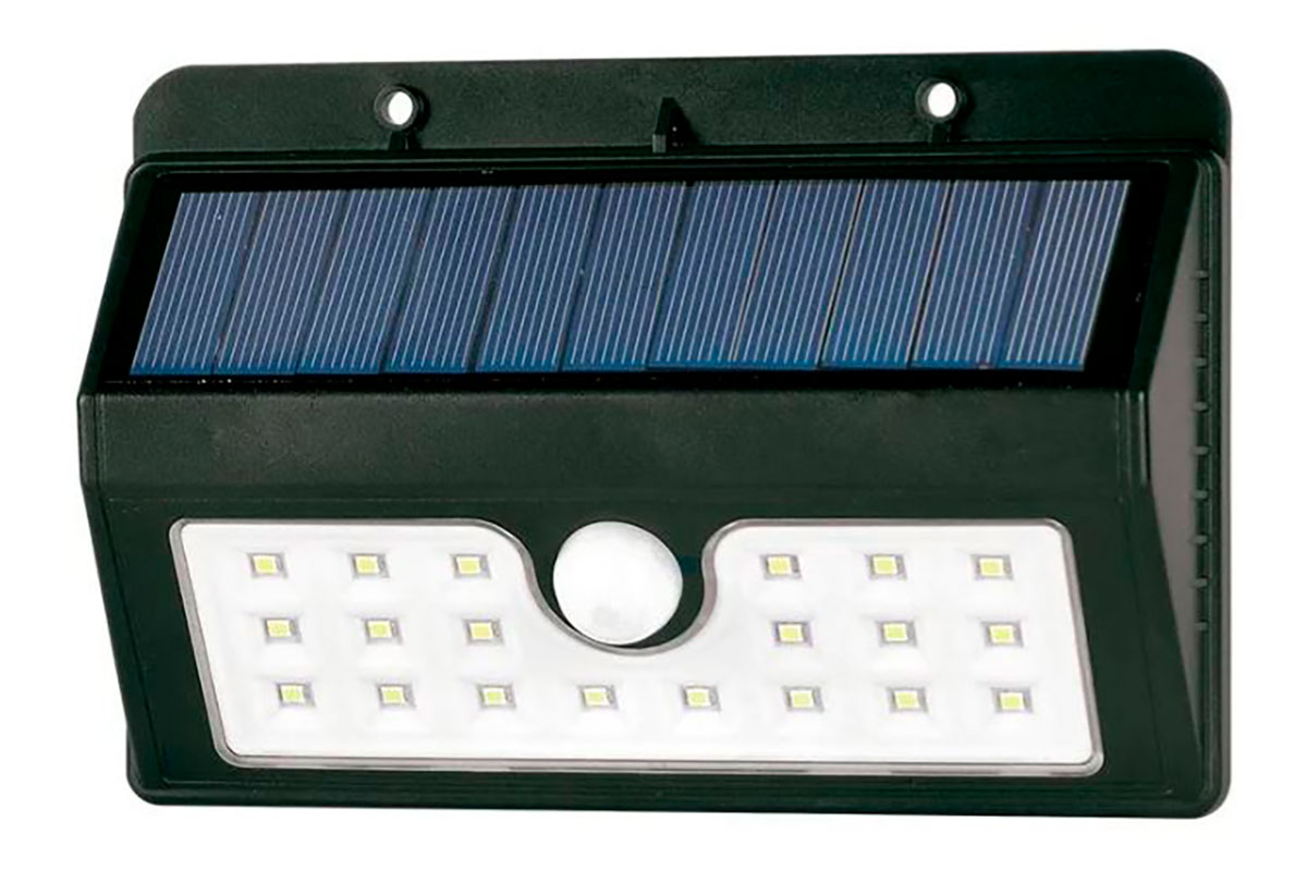 Lampara solar modelo PIR 19151, acabado negro 