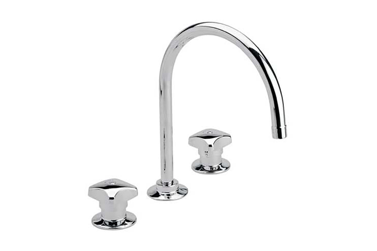 Mezcladora de fregadero con manerales de 8", modelo ME-302, acabado cromo 