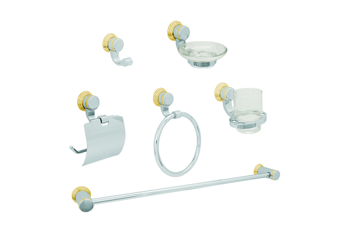 Juego de accesorios Clasicos para bao, 1400.1 acabado cromo/oro 