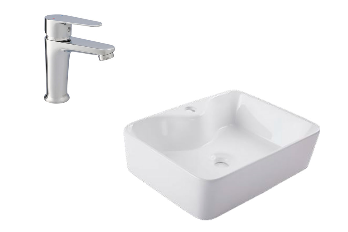 Kit de lavabo y monomando Kuun color blanco