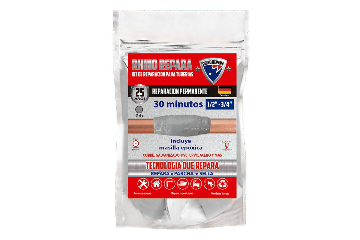 Kit de reparacin de tubera 13 y 19 mm color gris