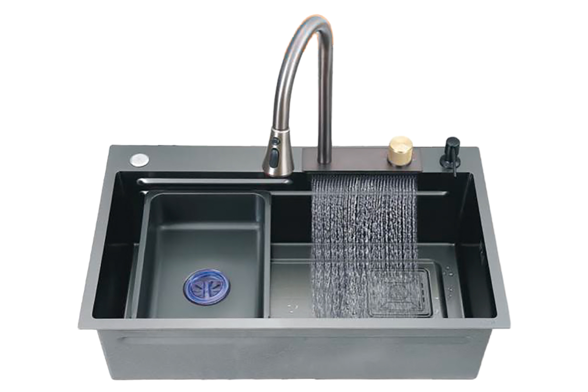 Kit de tarja Charlotte 75 x 46 x 23 cm, acabado negro mate