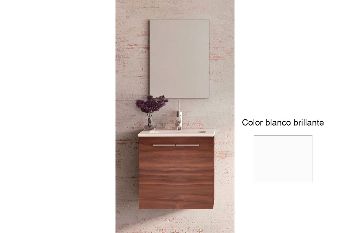 Kit tocador urban con espejo y lavabo 51 x 40 cm color blanco brillante 