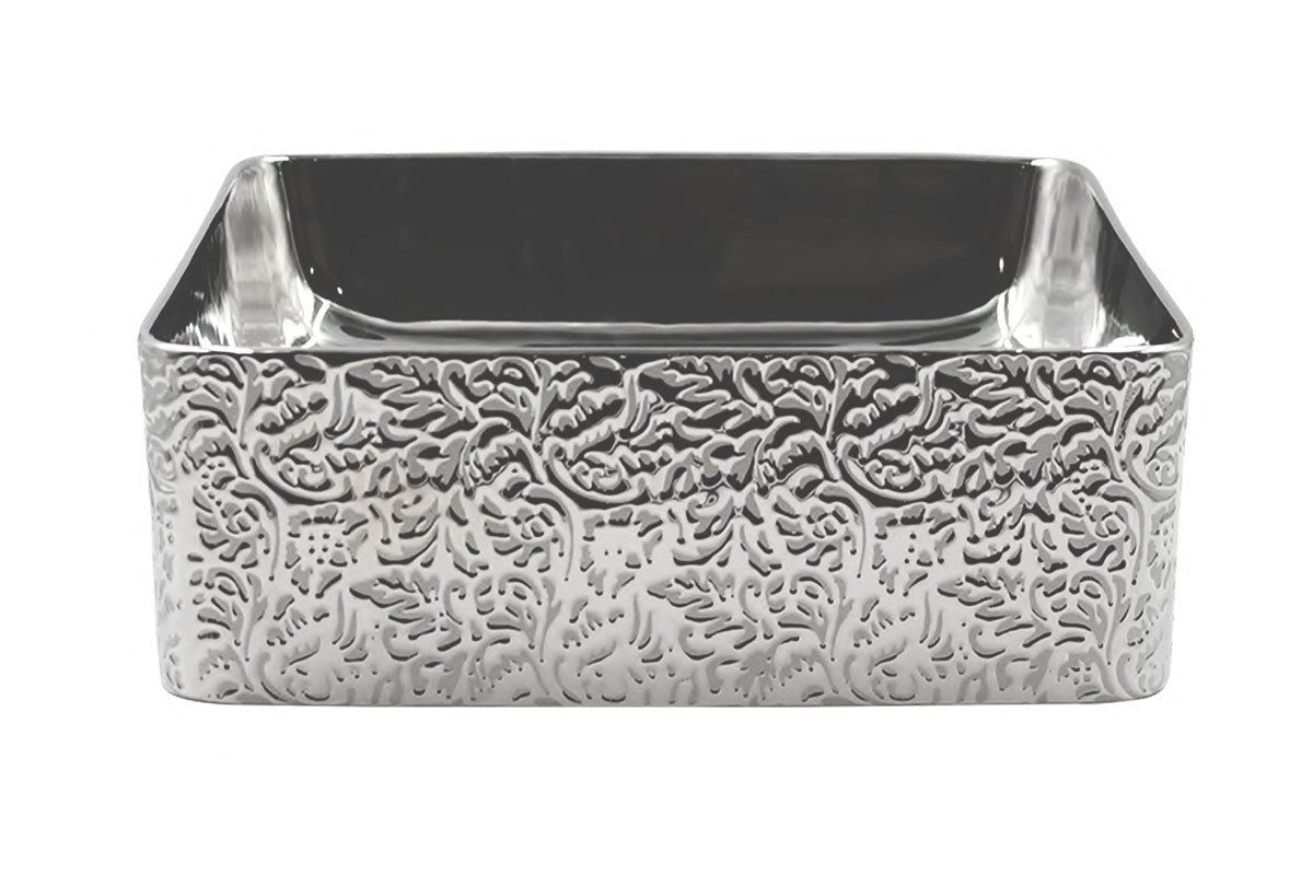 Lavabo de sobre poner Saona plata, 36.5 x 36.5 x 13.5 cm 