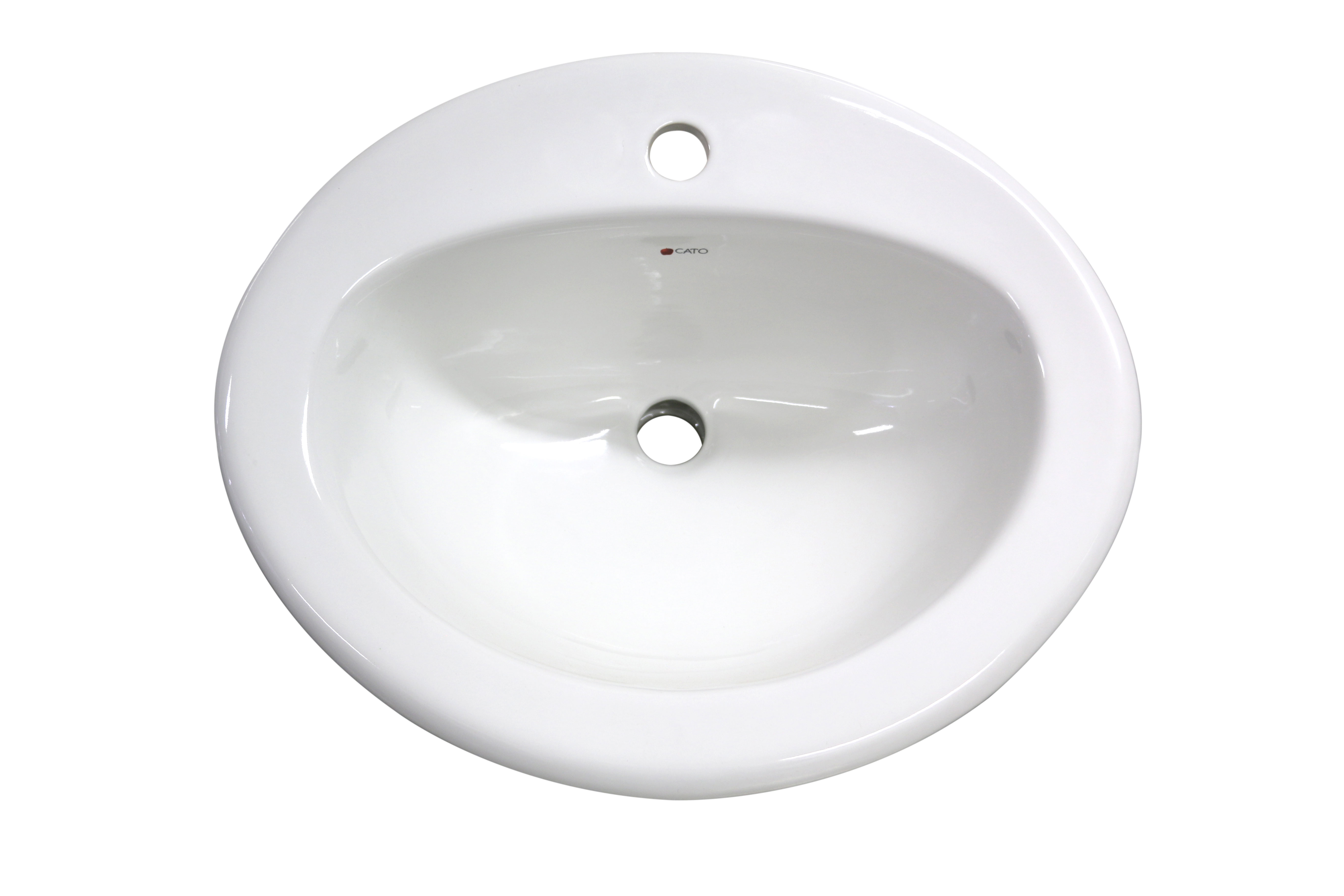 Lavabo de empotrar ovalado para monomando, color blanco 