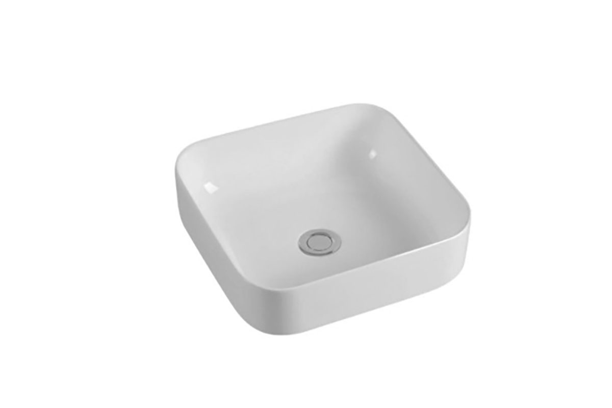 Lavabo cuadrado de sobreponer Serra 38 x 38 cm,color blanco