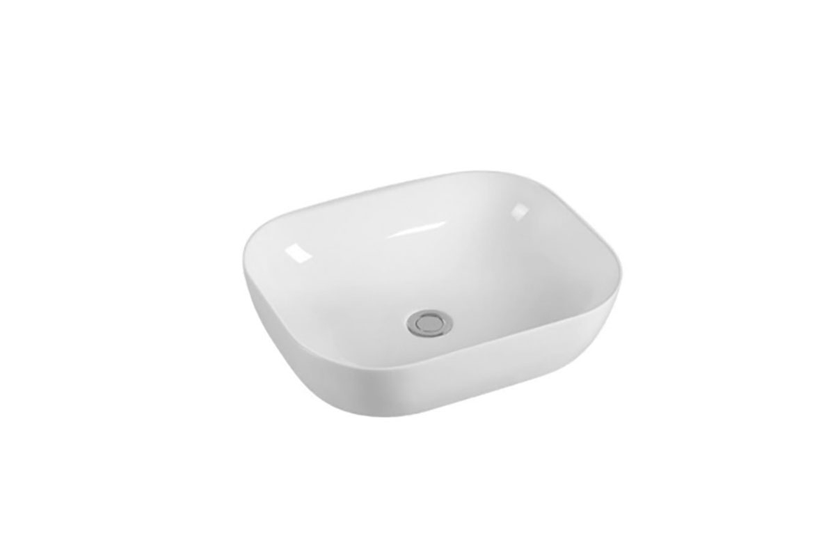 Lavabo rectangular de sobreponer 46 x 33 cm, color blanco