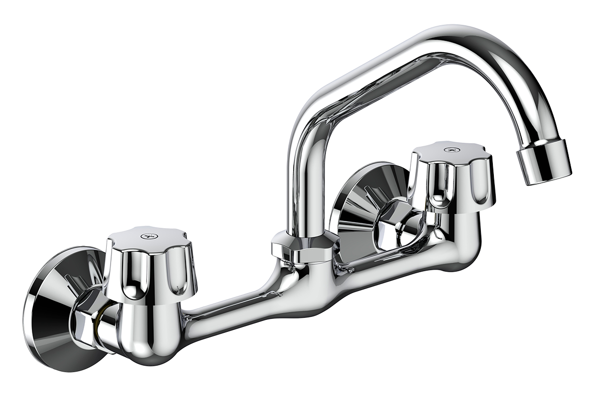 Mezcladora para fregadero a la pared  de 8", modelo 2220, acabado cromo