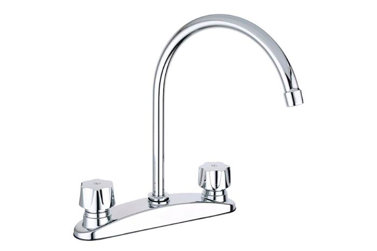 Mezcladora para fregadero de 8" alto con manerales mod. 2210 acabado cromo