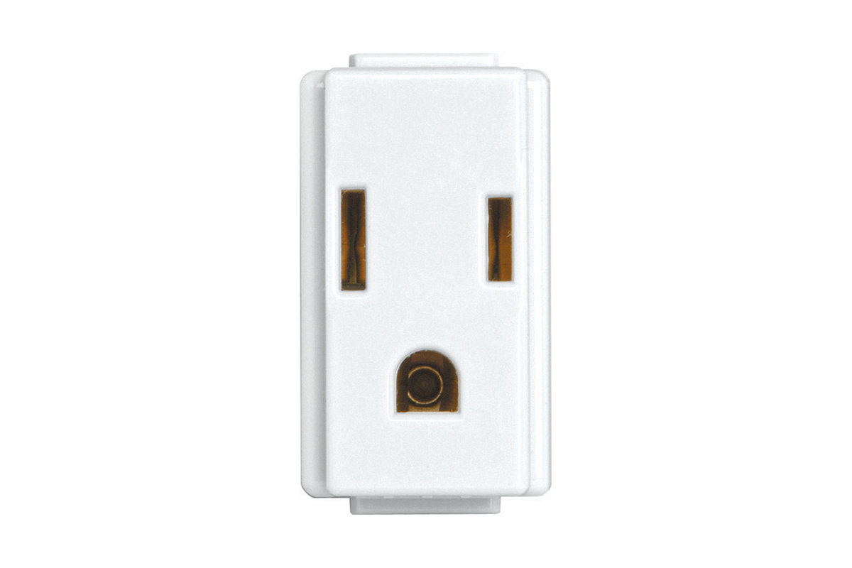 Contacto de corriente polarizada y aterrizada 2P+T color blanco 