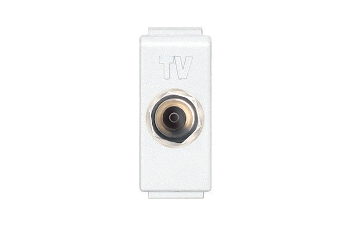 Toma coaxial de TV color blanco