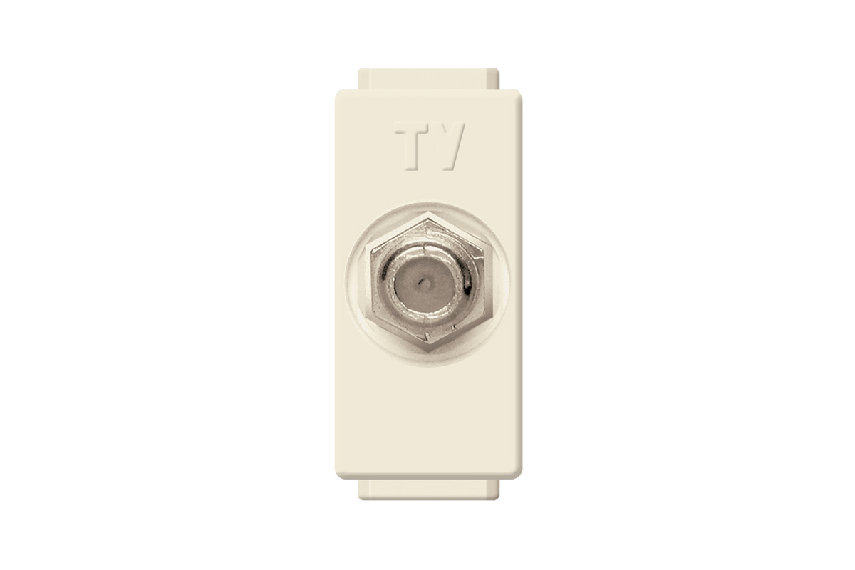 Toma coaxial de TV color marfil 