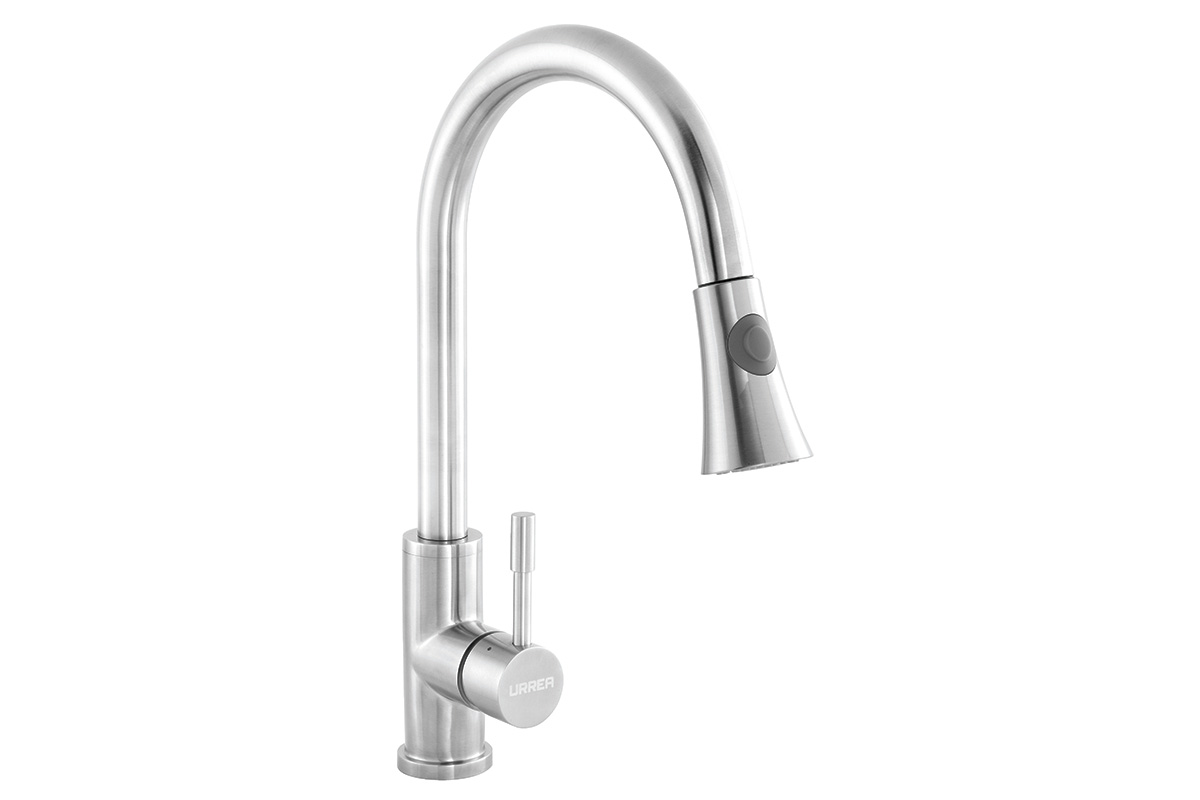 Monomando para cocina con nariz retrctil 9432INOX acabado en acero inoxidable 