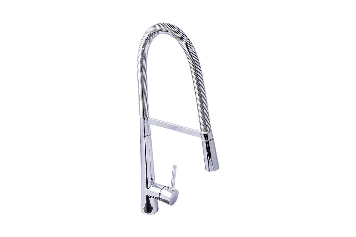 Monomando para fregadero 10064, de acero inoxidable, con rociador