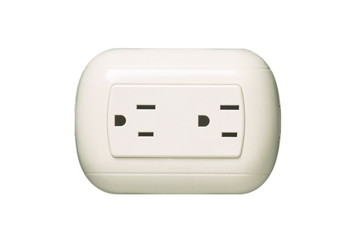 Toma de corriente ovalada duplex color blanco 